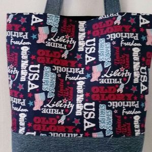 Blue Old Glory, USA, Handmade Denim Tote